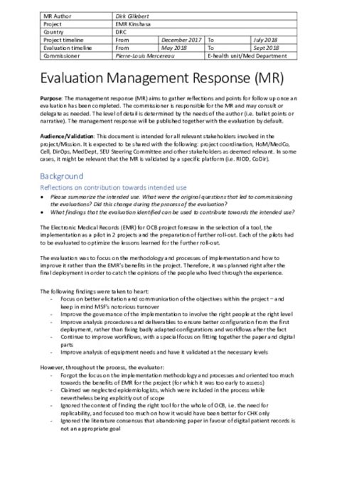 Evaluation Of The Emr Deployment In Kabinda Hiv Hospital In Kinshasa