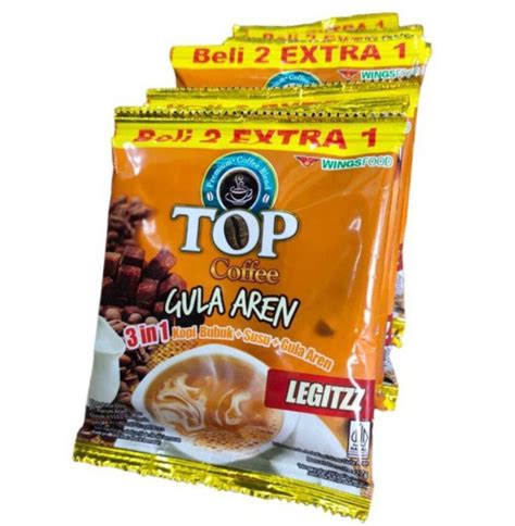 Top Kopi Gula Aren 3in1 Instant Coffee Sachet 22g 1 Renteng Isi 15