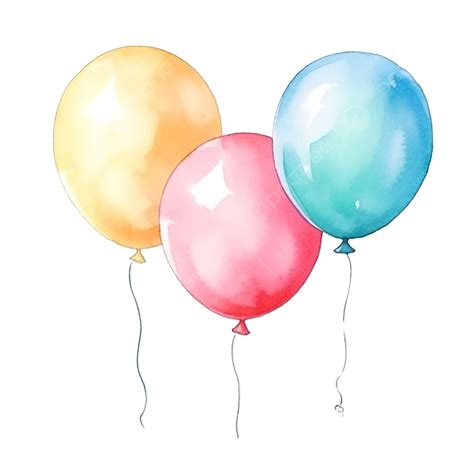 Watercolor Set Of Cute Balloon Watercolor Heart Balloon Png