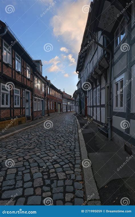 An Historical Lane in the Old Town Goslar Germany in Monning Dawn Stock ...