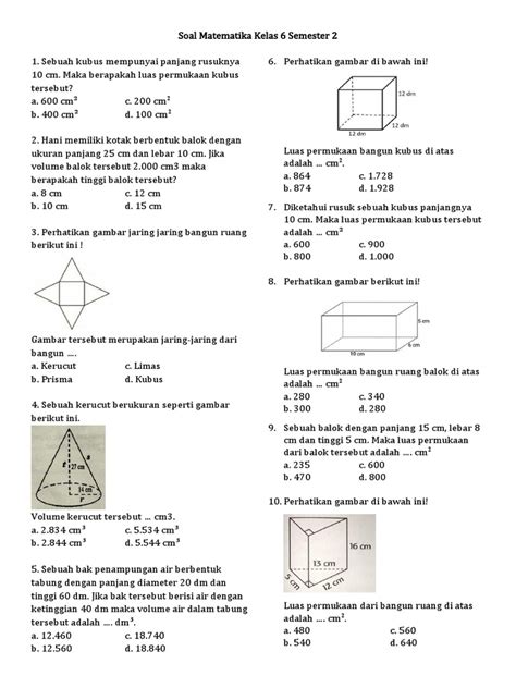 Soal Matematika Kelas 6 Bangun Ruang Pdf