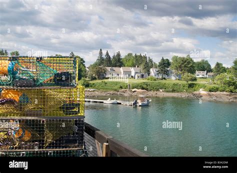 Lobster Traps At Round Pond Maine Usa Stock Photo Alamy