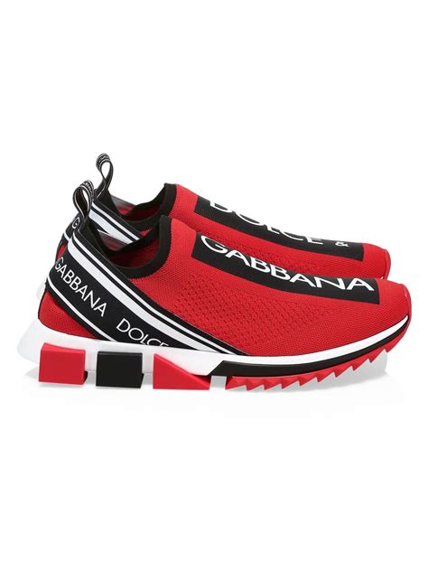 Dolce And Gabbana Synthetic Sorrento Bassa Maglina Tech Knit Sneakers In Red For Men Lyst