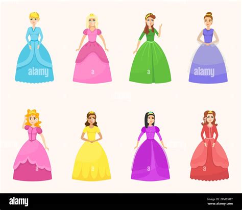 Young Beautiful Princesses In Different Poses Stock Vector Image And Art