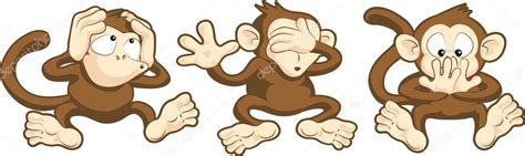 Hear No Evil See No Evil Speak No Evil Monkeys Illustration Stock