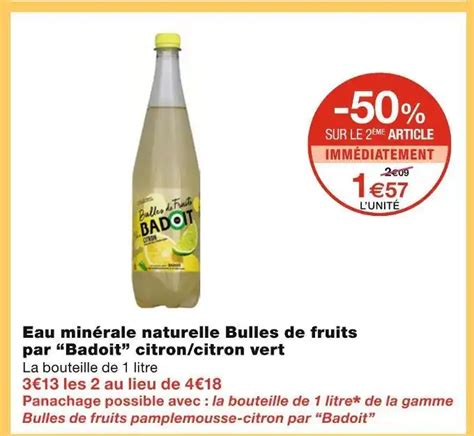 Promo Badoit Eau Min Rale Naturelle Bulles De Fruits Par Citron Citron