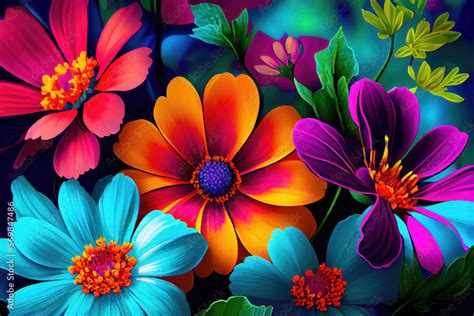 ภาพประกอบสตอก Modern colorful flower wallpaper background pattern