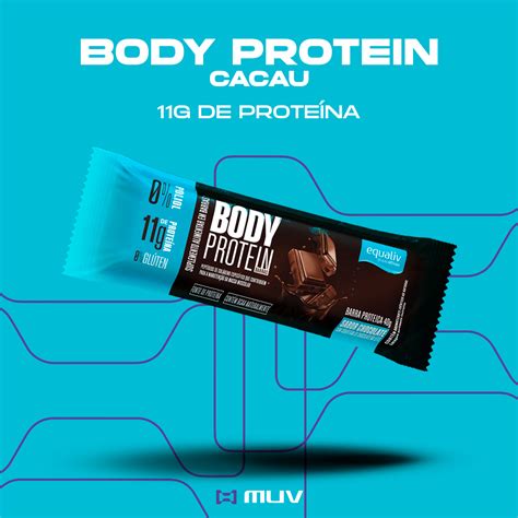 Body Protein Cacau Barra 9 Unidades Equaliv MUV Viva Em Movimento