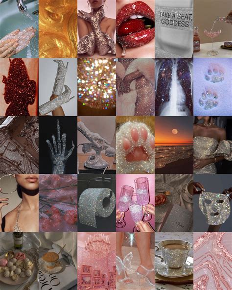 120 Pcs Boujee Glitter Wall Collage Kit Glam Shine Wall Art Decor Pink