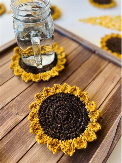 Crochet Sunflower Coaster FREE Pattern 2022