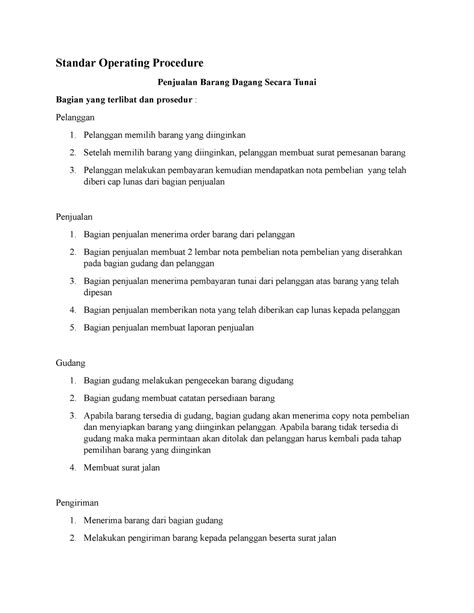 Tugas Standar Operating Procedure Pendapatan Standar Operating