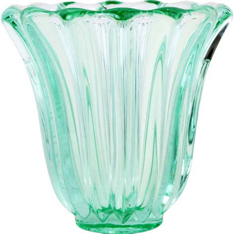 Vintage Art Deco Crystal Vase By Pierre Davesn France 1930s