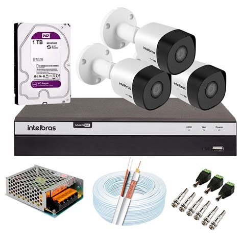 Kit 3 Câmeras de Segurança Full HD 1080p VHD 3230B G4 DVR Intelbras