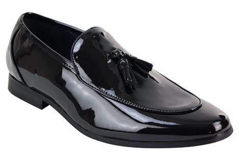 Mens Black Patent Shoes with Tassel: Buy Online - Happy Gentleman