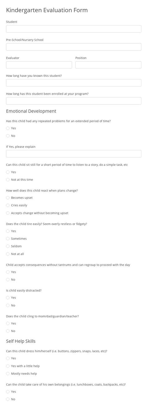 Kindergarten Physical Form Template 123formbuilder