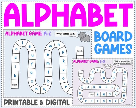 Alphabet Board Games Printable And Digital Alphabet Review Etsy