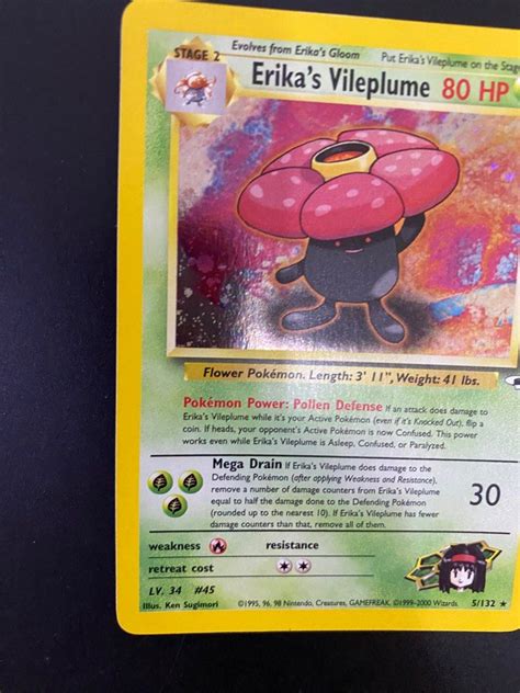 Pokemon Card Erika Vileplume Vintage Gym Heroes 151 Erika Crown Zenith