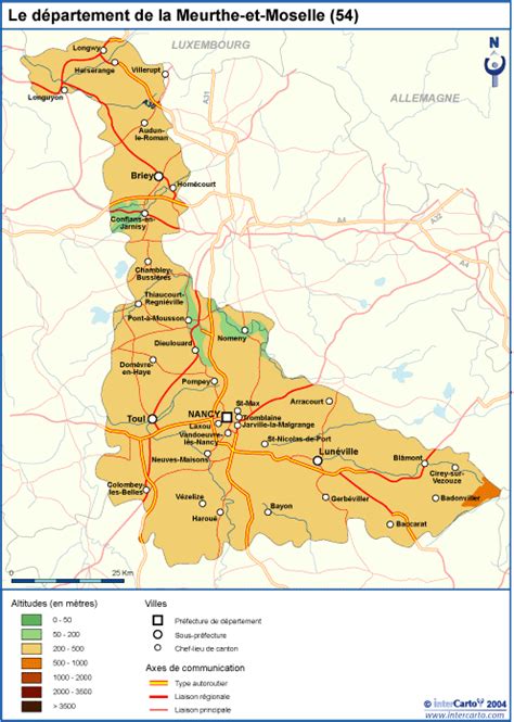 Carte géographique touristique et plan de la Meurthe et Moselle 54 Nancy