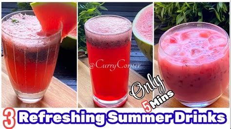 3 Easy Watermelon Drinks In 5 Mins Refreshing Summer Drinks Recipe