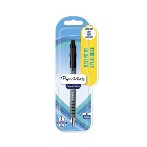 Papermate Stylo Bille R Tractable Pointe Moyenne Noir Flexgrip Ultra