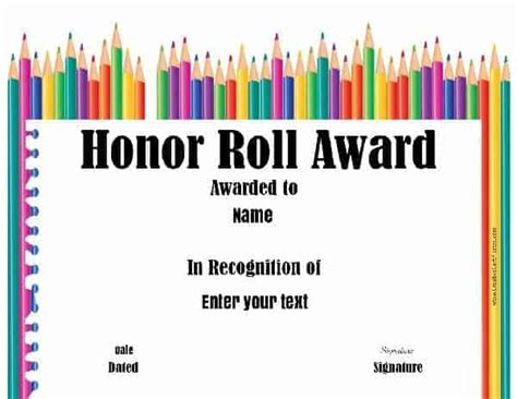 Free Honor Roll Certificates Customize Online