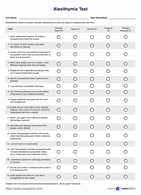 Alexithymia Test & Example | Free PDF Download