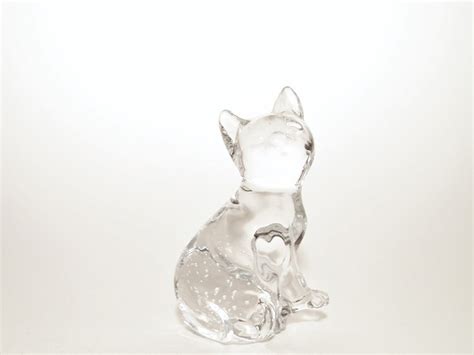 Vintage Clear Glass Kitty Cat Figurine Paper Weight By Lonelybear Etsy Glass Blowing Vintage