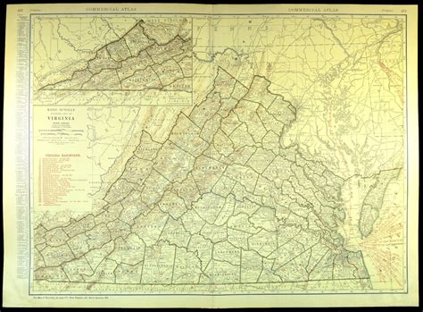 VIRGINIA RAILROAD Map Wall Art Decor Antique Extra LARGE - Etsy