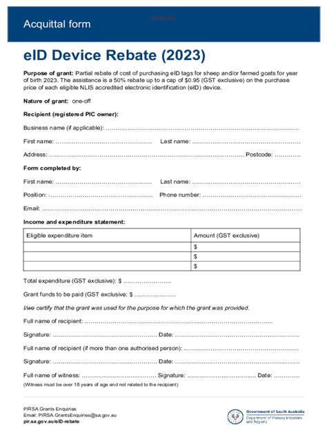 Fillable Online EID Device Rebate Acquittal Form Fax Email Print