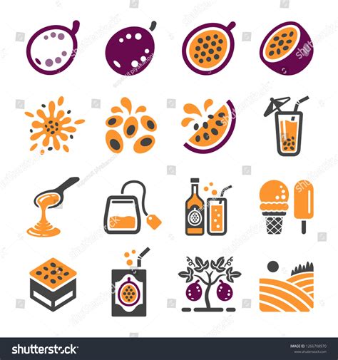 Passion Fruit Icon Setvector Illustration Stock Vector Royalty Free