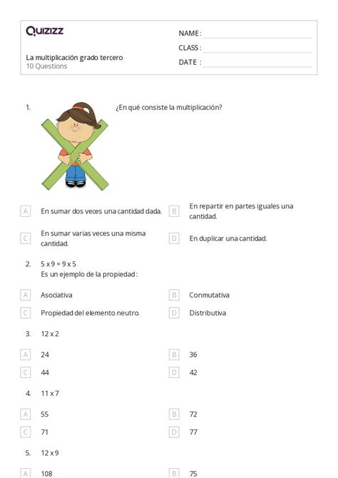 50 Propiedad asociativa de la multiplicación hojas de trabajo para