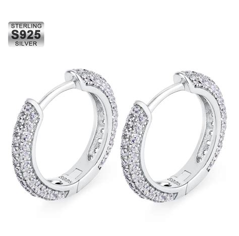 Mens Silver Hoop Huggie Earrings Cz White Gold Diamond Etsy Singapore