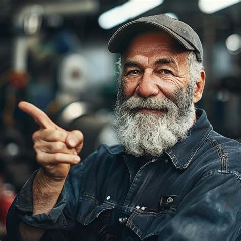 Premium Photo Portrait Of Happy Male Worker Pointing To Side In