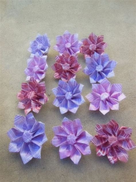 12 Small Origami Flowers Etsy Origami Flowers Origami Easy Handmade