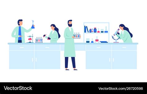 Scientific Research Scientist People Wearing Lab Vector Image