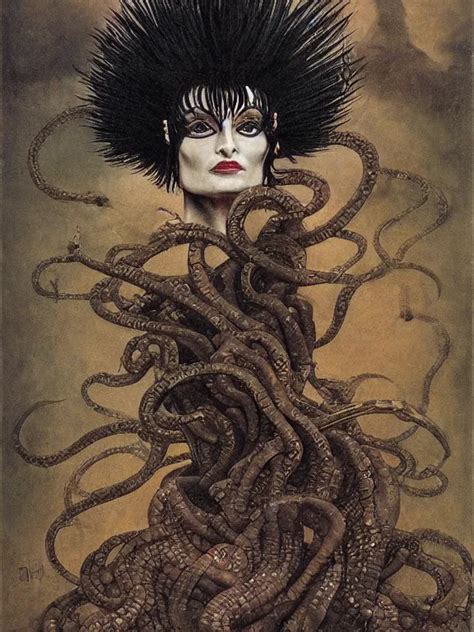 Krea Portrait Of Siouxsie Sioux As Medusa From Greek Mythology With