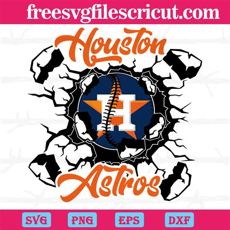 Houston Astros Baseball Team Wall Crack Svg Png Dxf Eps Cricut Silhouette Free Svg Files For