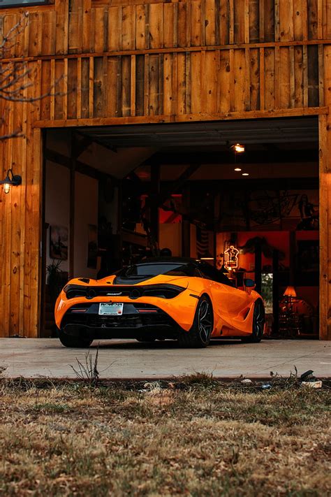 Mclaren Coche Superdeportivo Naranja Vista Trasera Fondo De