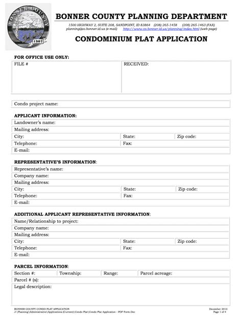 Fillable Online Condo Plat Application Pdf Form Fax Email Print Pdffiller