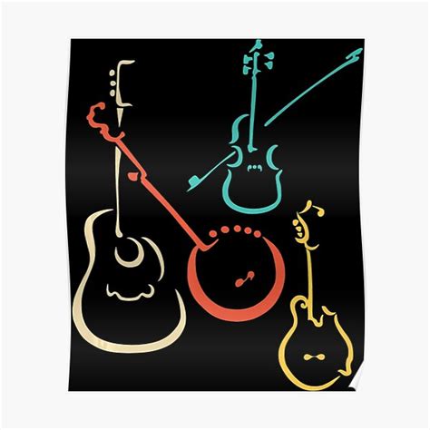 Retro Bluegrass Guitars Banjos Fiddles Mandolins Poster For Sale By