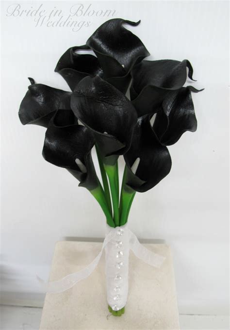 Calla Lily Wedding Bouquet Black Real Touch Bridesmaid