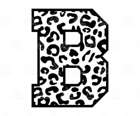 Leopard B Letter Monogram Svg Cheetah B Letter Svg Leopard Font