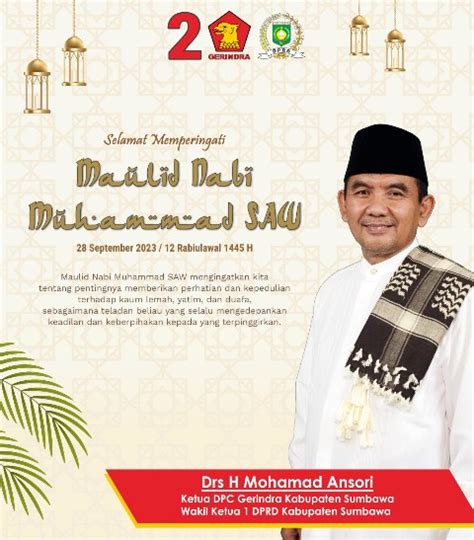 Ketua Dpc Gerindra Sumbawa Mohamad Ansori Mengucapkan Selamat