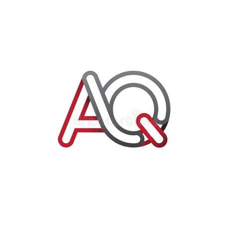 Initial Logo Letter AQ Linked Outline Red And Grey Colored Rounded