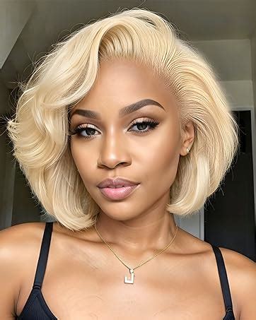 Amazon Hanascc Glueless Blonde Bob Wig Water Wave Lace