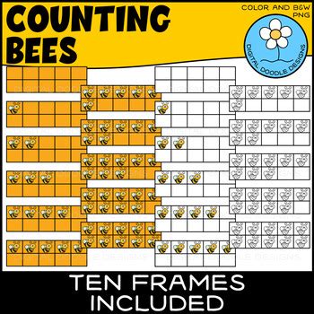 Counting Bees Clipart Ten Frames Spring Clipart By Digital Doodle