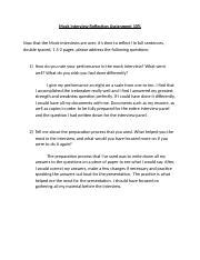 Mock Interview Reflection Assignment Docx Mock Interview