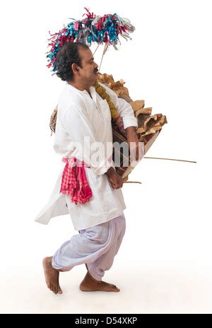 Bengali Man Playing Dhol A Large Drum Used To Play During Festival And