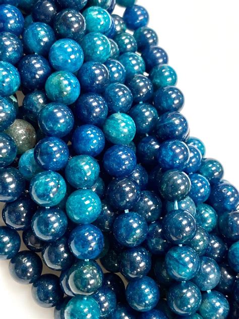 Natural Blue Apatite Gemstone Beads 8mm Round Apatite Beads Etsy