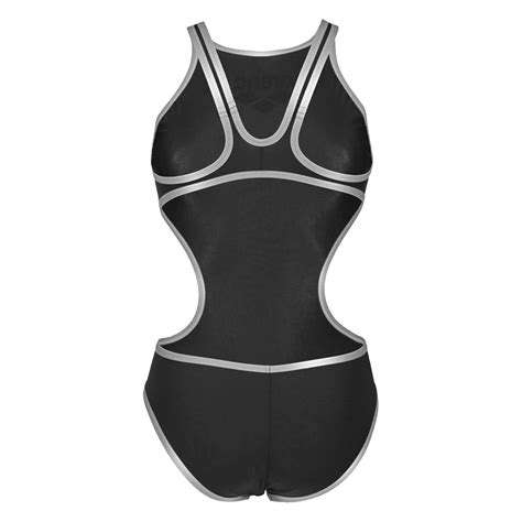 Arena Logo One Piece Swimsuit Womens Black Silver Frasers